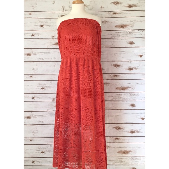 Maurices Dresses & Skirts - Maurices Burnt Orange Lace Strapless Dress